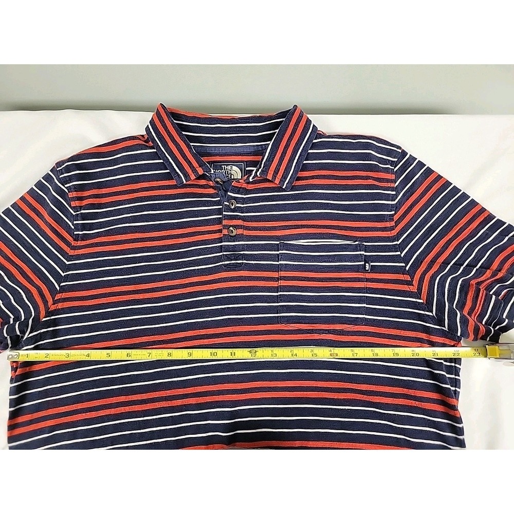 The North Face Men's Golf Polo Shirt Red White Blue Striped Size Large Cotton - Picture 5 of 10
